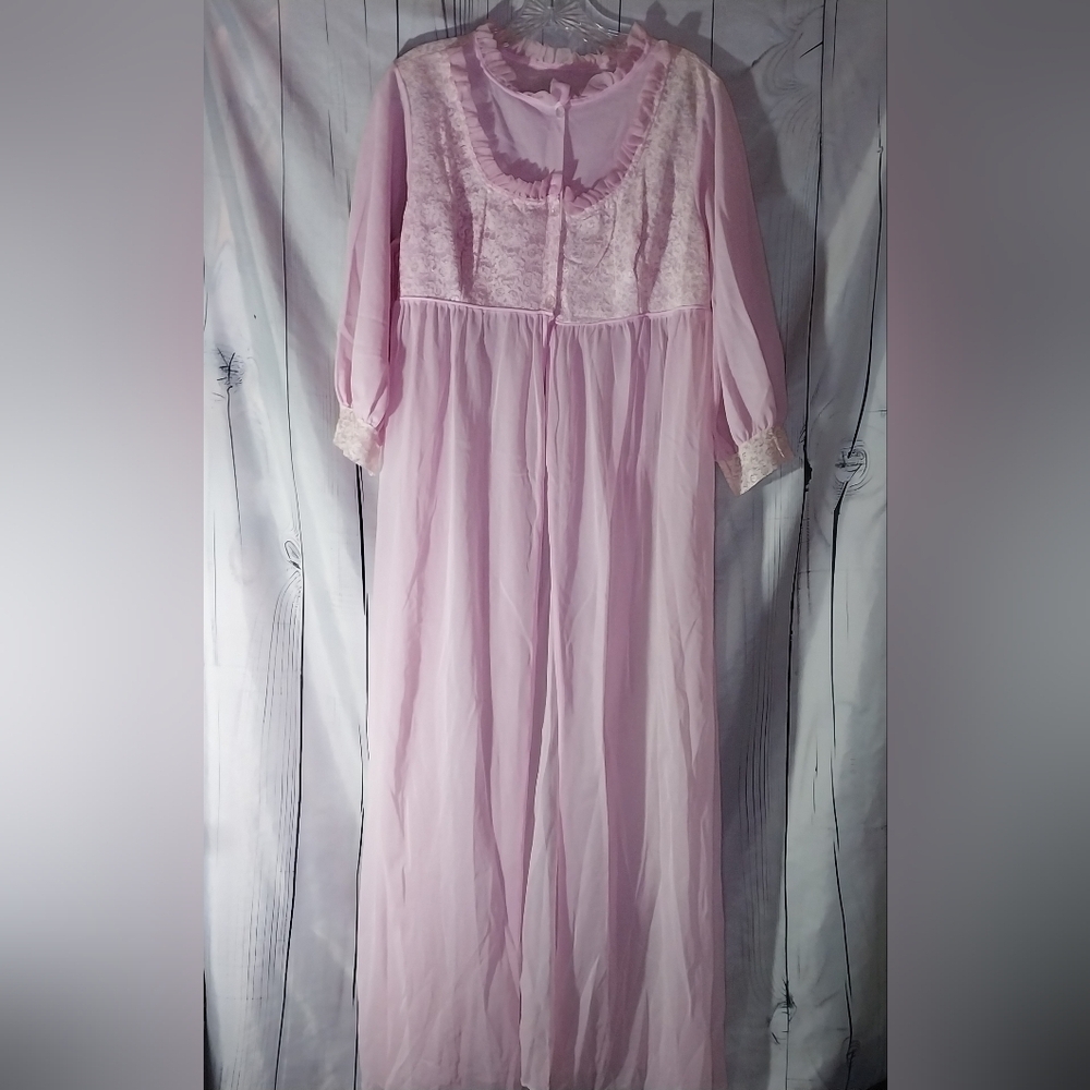 Elegant Pink Lace Sheer Nightgown